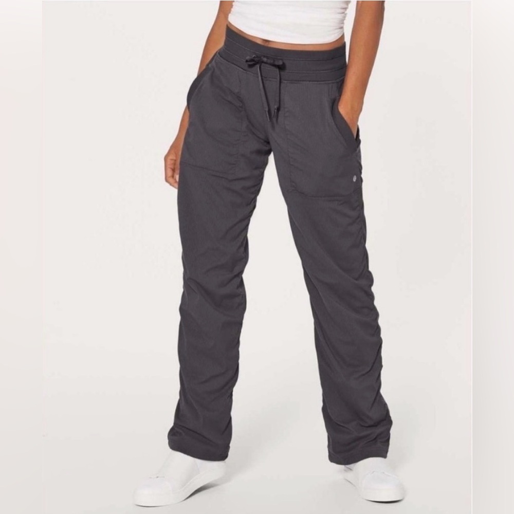 Lululemon Charcoal Gray Dance Studio Pants Graphite Ruched Side Adjustable Ankle